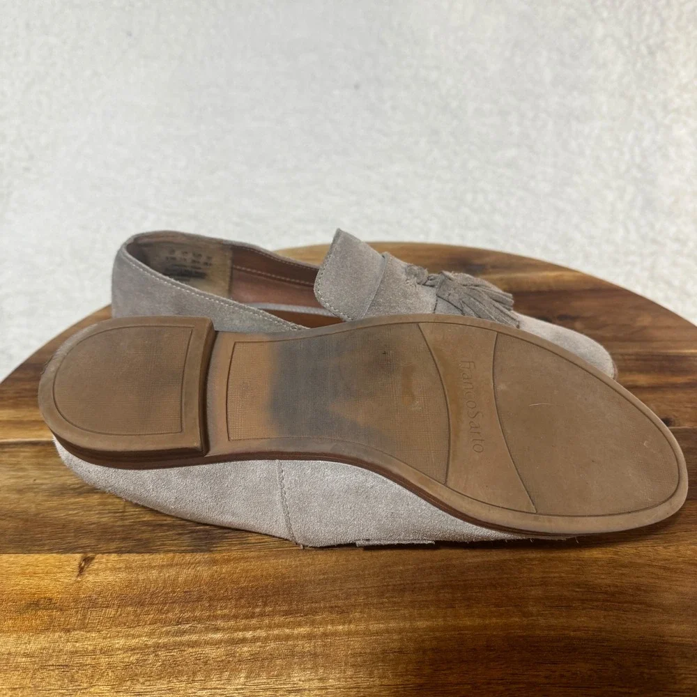 Franco Sarto Womens Grey Suede Tassel Loafers Slip On Flats Shoes Size 8.5M